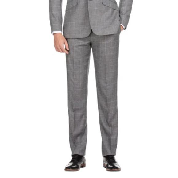 ENGLISH LAUNDRY Men's Suit Dress Pants 38R Grey Slim Fit Wool Windowpane NWOT - Picture 2 of 11